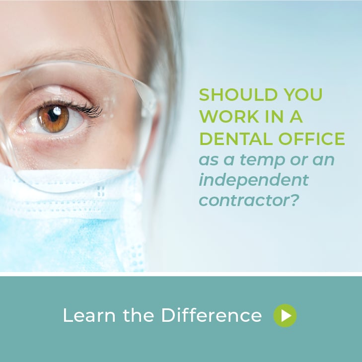 Free infographic download. Should you work in a dental office as a temp or an independent contractor?